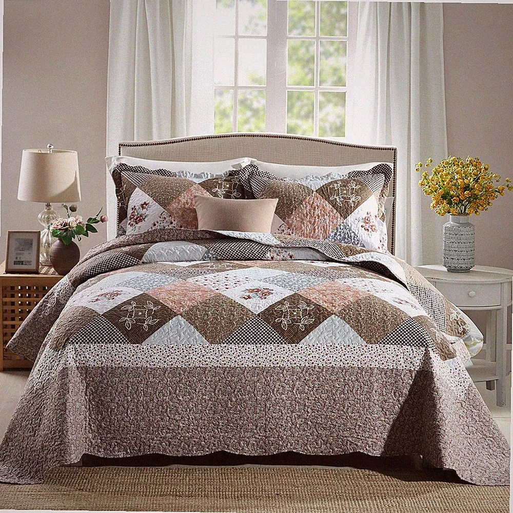 3-Piece King Quilt Sets with Shams Oversized Bedding Bedspread Reversible Sof...