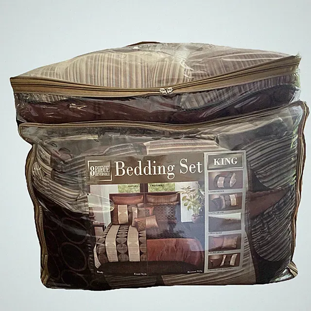 8 Piece Reversible King Bedding Set Brown/Beige