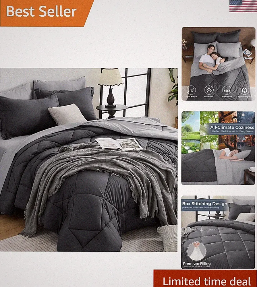 All-Season California King Bedding Set - 7-Piece Comfort with Pillow Shams