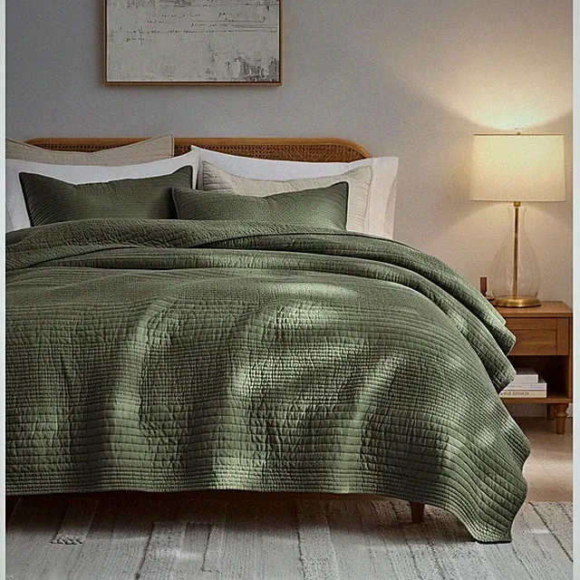 Cal King Cotton Quilt Set 3 Pcs Oversized Farmhouse Bedding with Shams