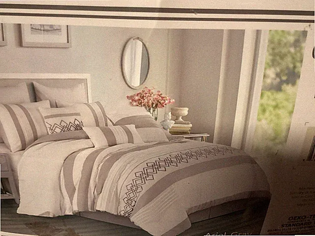 Chezmoi Collection Bedding 7-PC Set California King Gray & White New