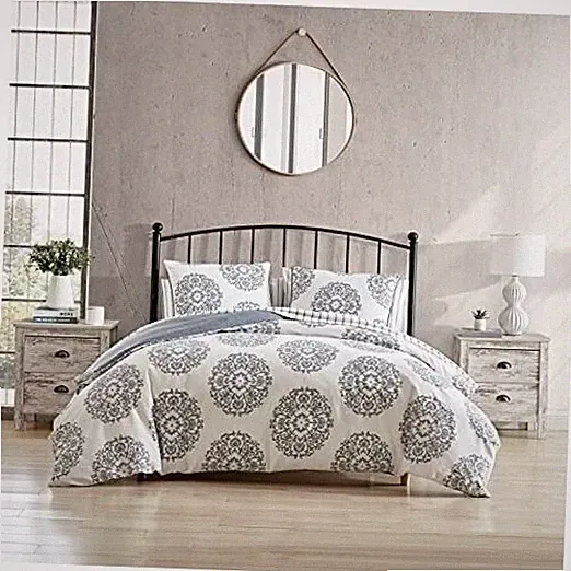 Cover Set, Reversible Cotton Sateen Bedding with Matching Shams, King Duvet