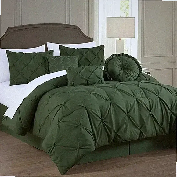 Elegant Green 7 piece pintuck Bedding Set Cal King
