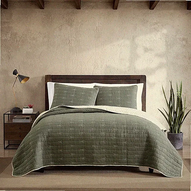 King Quilt Set, Reversible Cotton Bedding with Matching Shams, Lightweight Hom