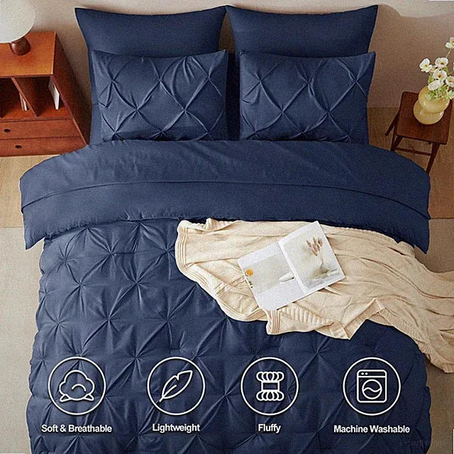 Navy Blue California King Bedding Set - 7 Pieces