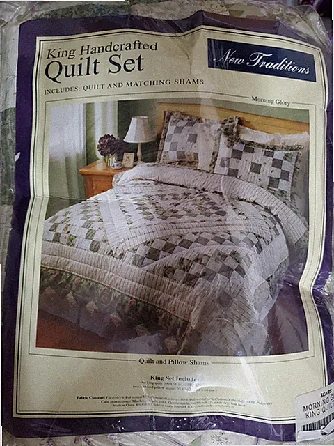 New Traditions Morning Glory Handcrafted King size Quitt set with 2 Shams