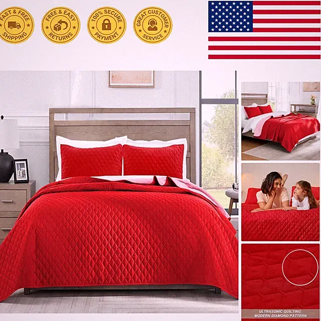 Soft Lightweight California King Bedding Set with Geometric Patterns - 3 Pieces